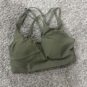 Army green Ribbed Sports Bra